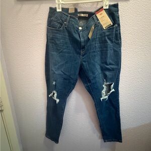 Levi's Women's Blue Ripped Skinny Jeans